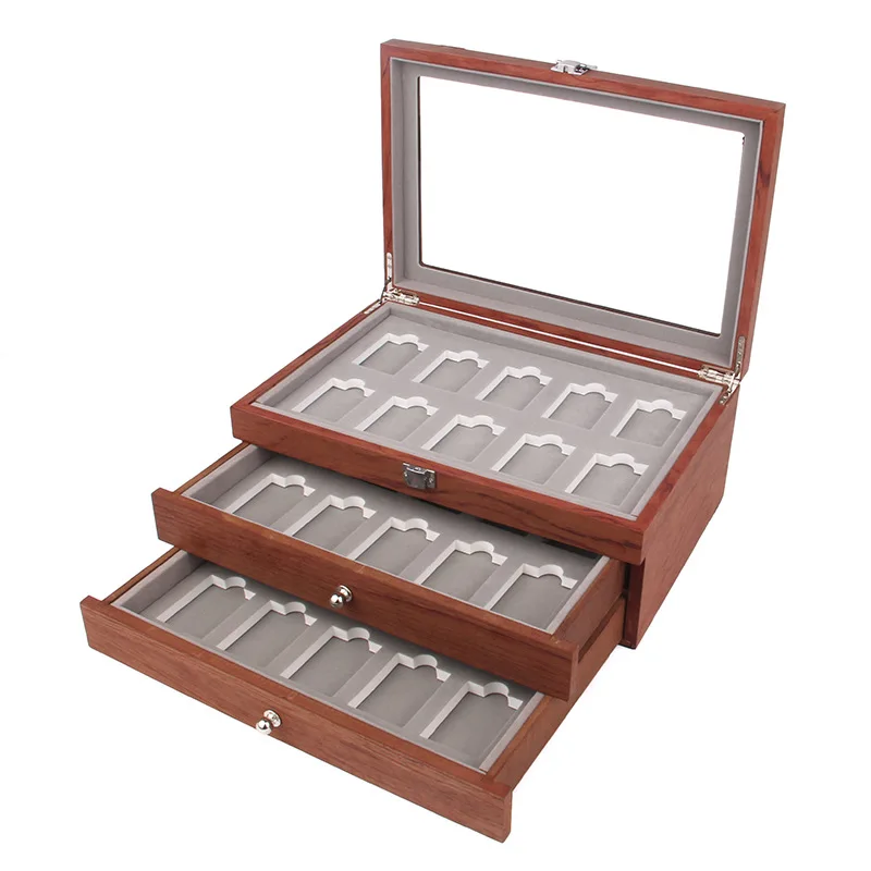 Wooden lighter gift box storage box 30 grid black walnut lighter cigarette holder display collection box