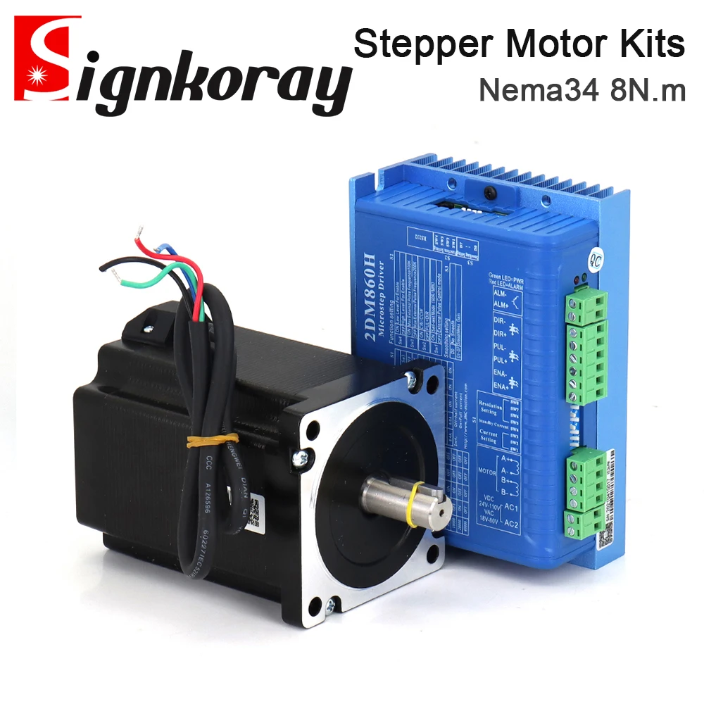 

JMC NEMA34 2Phase 8N.m Stepper Motor and Driver Kits Match with 57/86/110 Motor 86J18118-460+2DM860H for CNC Router Machine