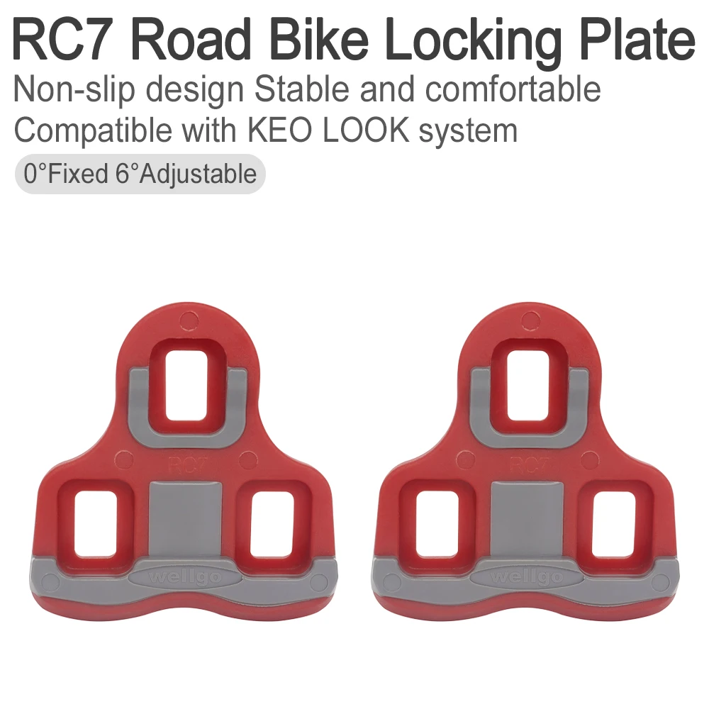 Wellgo RC7 0/6 Degree Road Bike Pedal Cleats Ultralight Self-Locking Bicycle Pedal Anti-Slip Cleats Cycling Parts