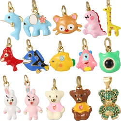 Cute Animals Dolphins Summer Elephant Charms for Jewelry Making Supplies Bohemian Cat Dijes Diy Woman Earring Bracelet Necklace