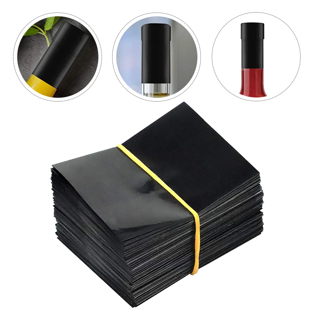 100 Pcs Bottles Sealing Packing Bag Heat Shrink Band Capsules Cover The Pet for Liquid Black Sleeve Bands