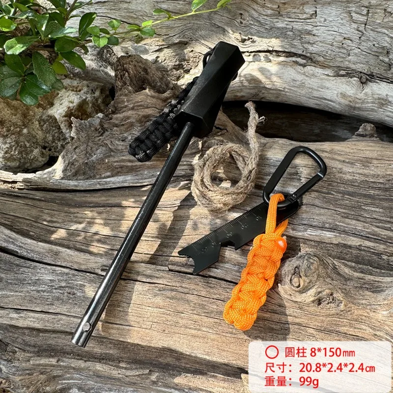 PP Handle with Flint Magnesium Rod Ignition Cord Bear Grylls Survival Fire Starter Magnesium Flint Rod Camping Hiking Equipment - view 4