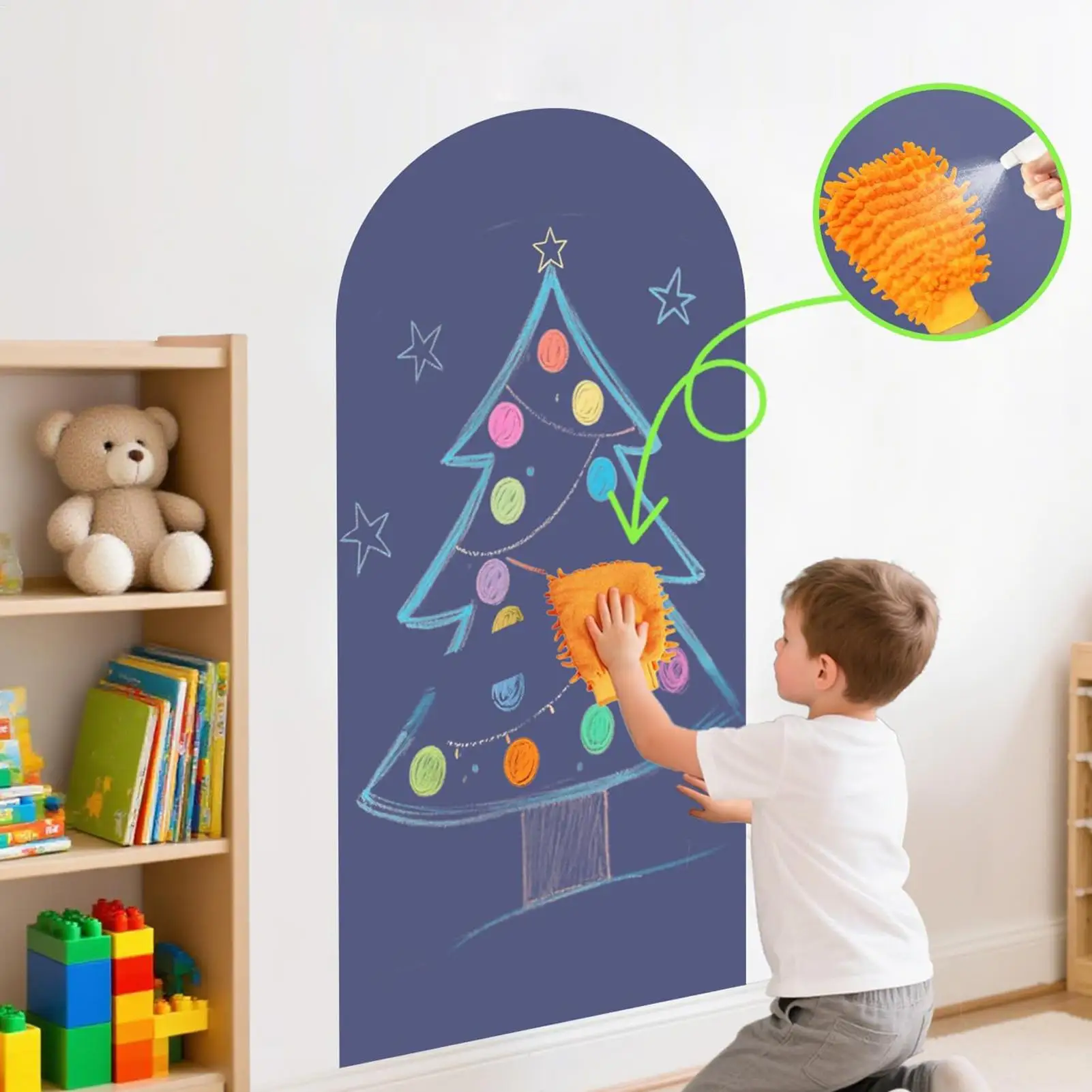 Magnetic Wall Decal Arched Peelable Smooth Writing Interactive Reusable Peel And Stick Wallpaper For Boys Girls Students
