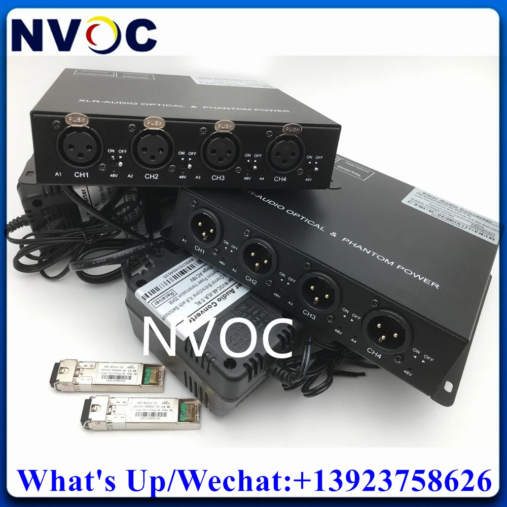 

4Ch Forward XLR Mircophone Balanced 3Pin Audio Over ST/FC/LC/SC Fiber Converter Transceiver with Switchable Phantom Power 48V