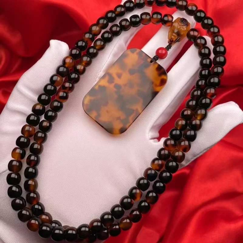 Necklace Imitation Tortoiseshell Guanyin Pendant Round Bead Running Ring Plate Resin Sweater Chain Accessories