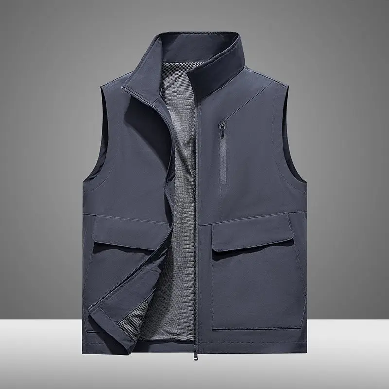 

Spring Summer New Sle Men's Fiing Photoaphy Vest Multi-ket Workwear Jaet Outdoor American Brand Nylon Satin Fabric