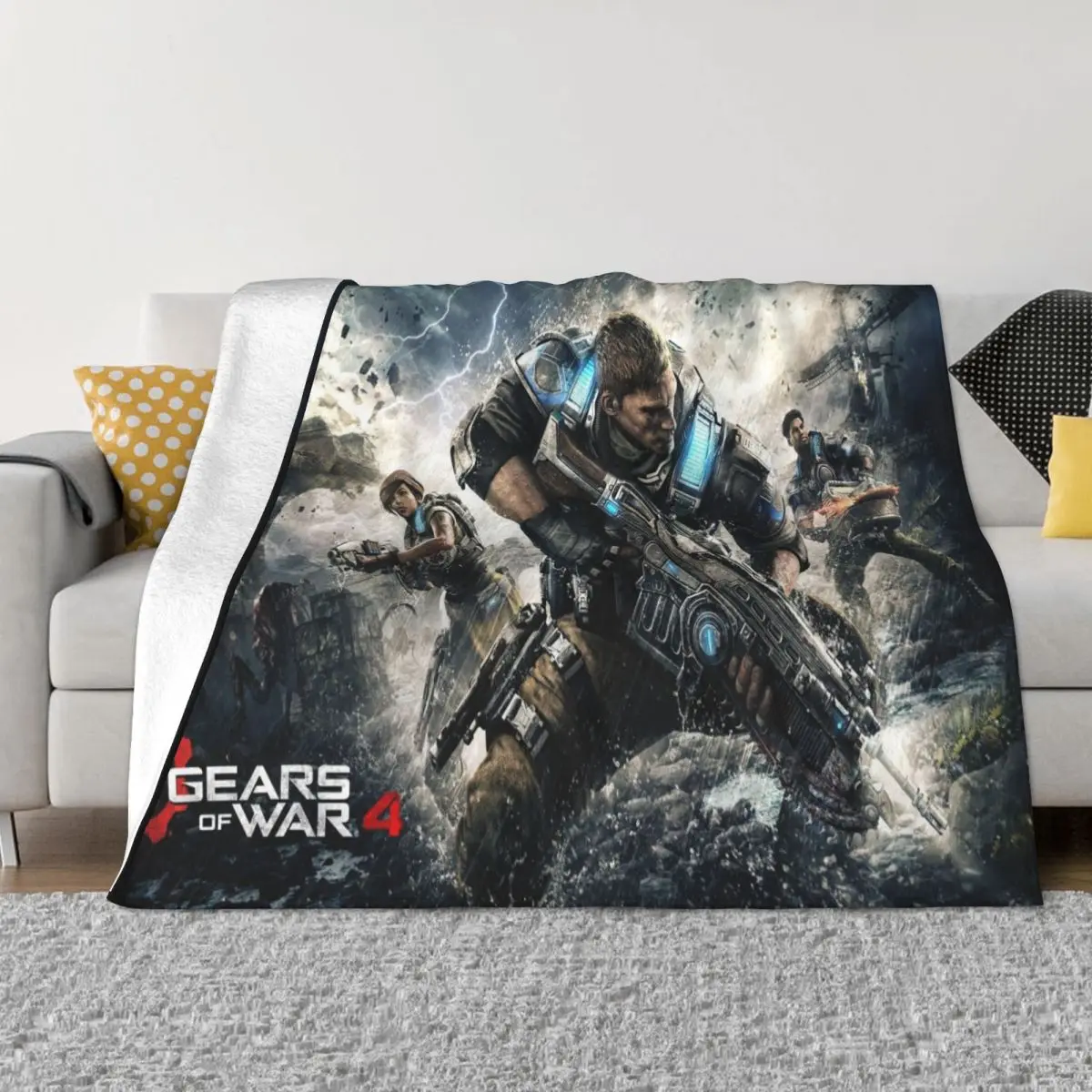 

Gears Of War Cartoon Blankets Coral Fleece Plush Winter 3D Game Multifunction Ultra-Soft Throw Blankets for Bed Office Rug Piece