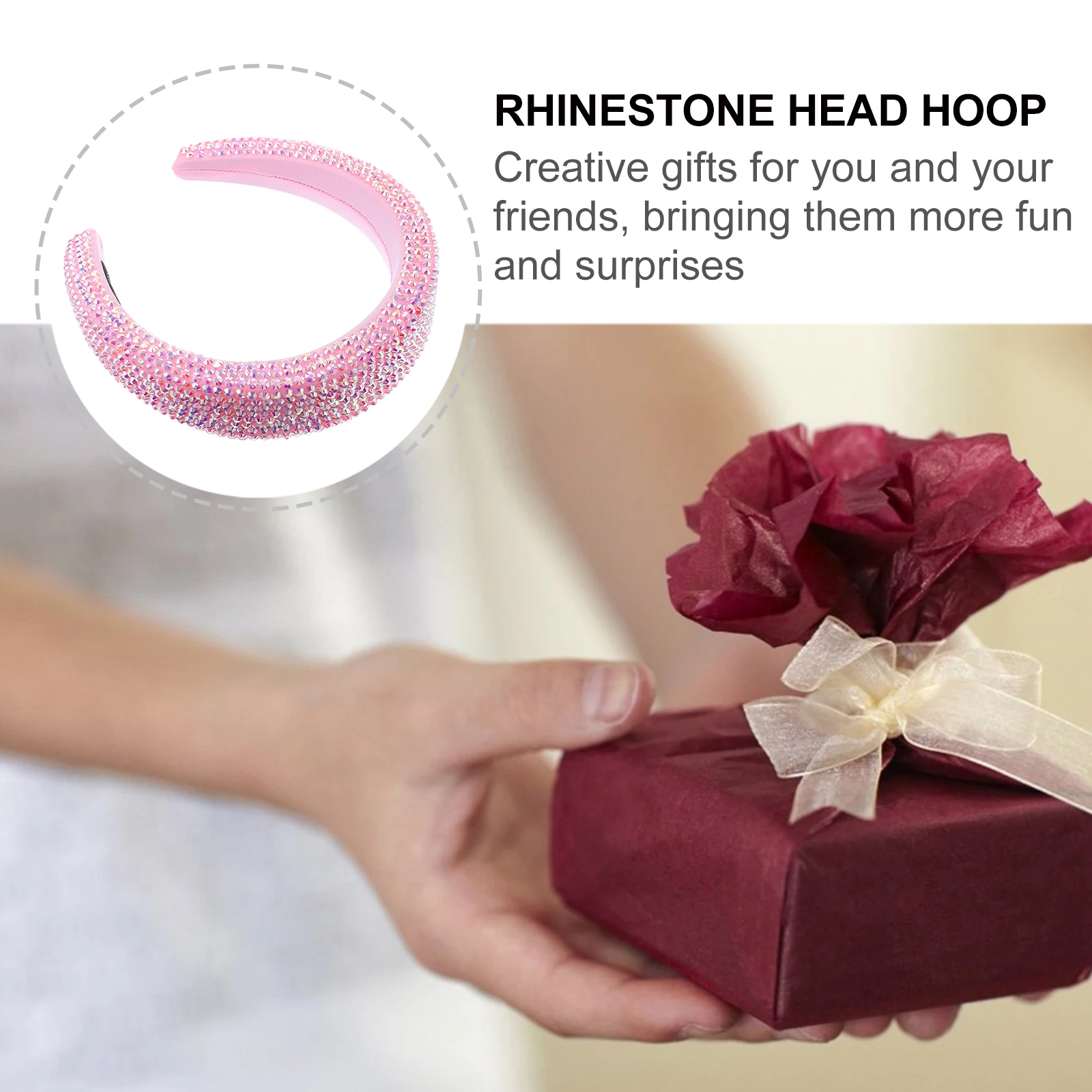 

Sparkle Rhinestone Headband Wide Rim Hair Hoop Full Party Accessories Non Fading High Quality Beautiful Decoration