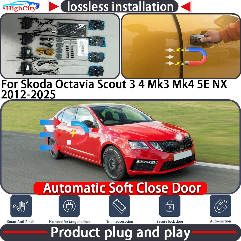 

Electric Closing Door Lock Actuator for Skoda Octavia Scout 3 4 Mk3 Mk4 5E NX 2012-2025 Soft Close Power Latch System Auto Pull