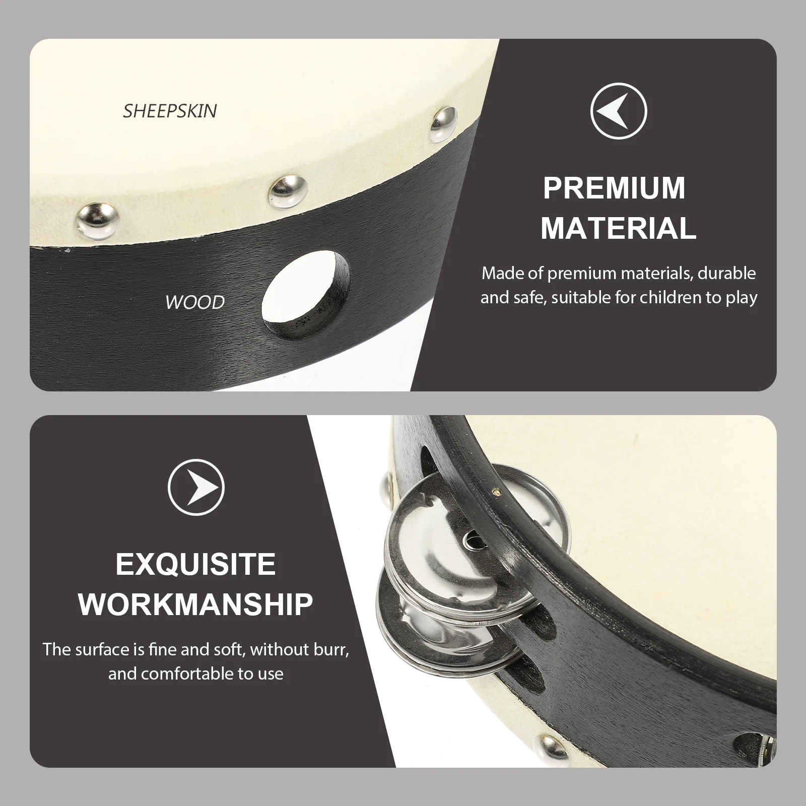 

2Pcs Musical Tambourines for Kids Handheld Percussion Instruments Rhythm Development Birthday Party Favors Gift