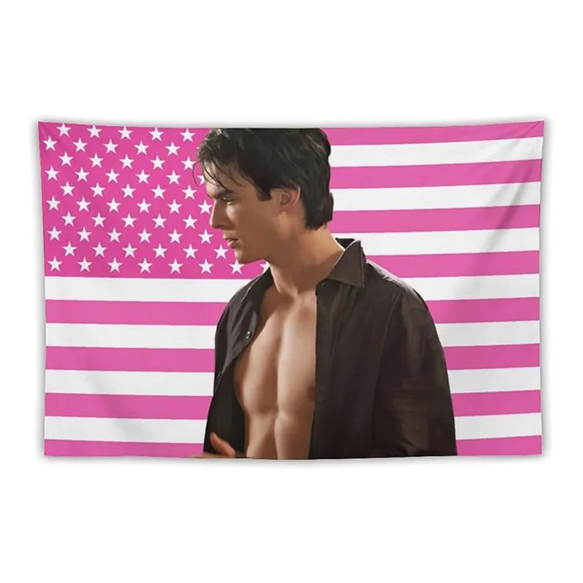 Ian Joseph Somerhalder Pink American 5x3 Ft Art Flag Resistant Anti Fade Banner To Decorate On The Wall Of The Living Room