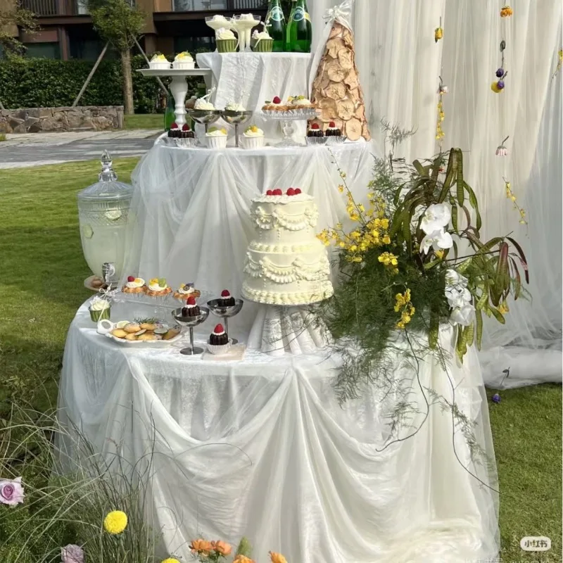Wedding wrought iron dessert table props three-layer round cake rack party arrangement lawn wedding engagement banquet decoratio