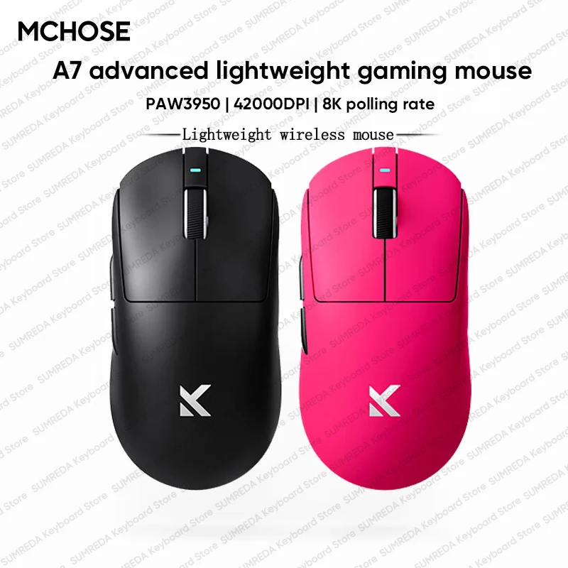 MCHOSE A7 Ultra PAW3950 Wireless Gaming Mouse 8K return rate Bluetooth 2.4G Wired Lightweight Ergonomics Office Mouse For Laptop