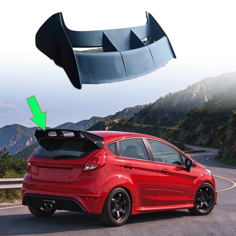 For Ford Fiesta 2009-2013 Roof Spoiler Auto Body Kit Exterior Styling Rear Roof Wing Replacement Car Mod Accessories