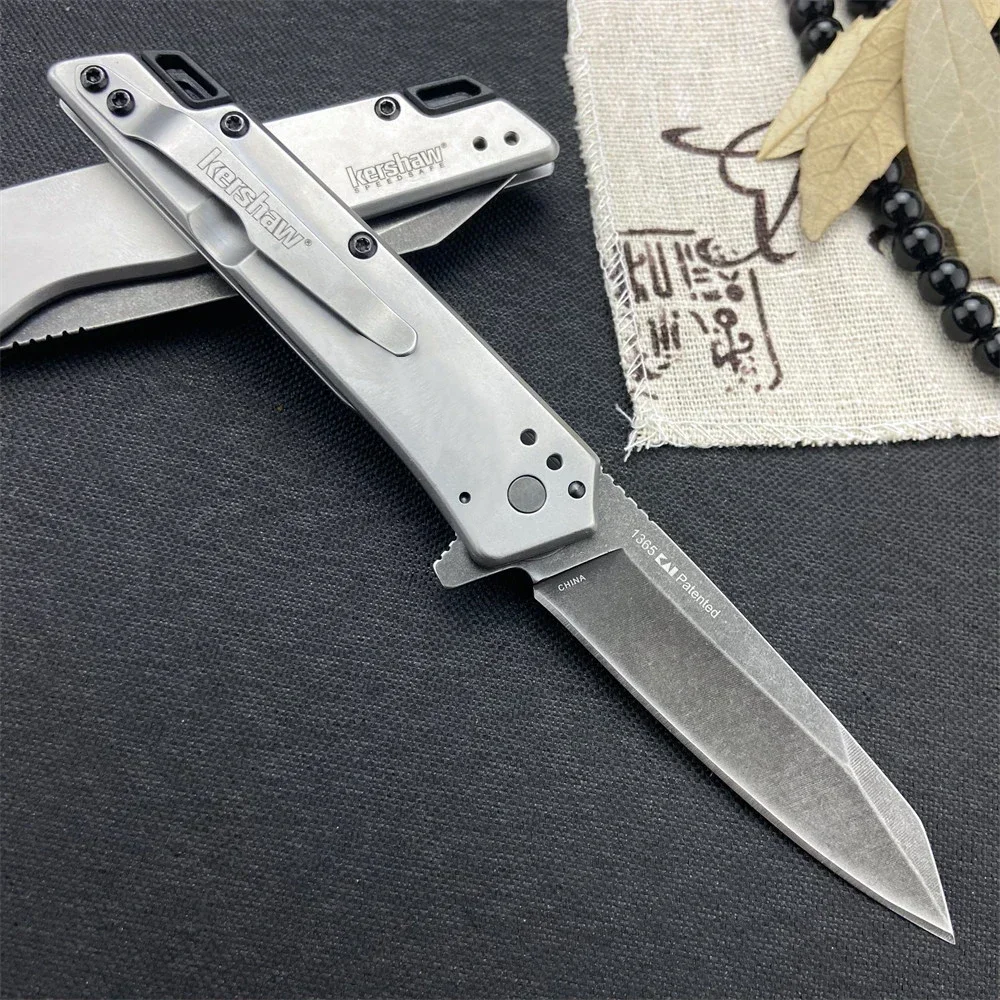 Gray KS Misdirect 1365 Tactical Folding Knife 8Cr13Mov Blade Aluminum Handle Flipper Assisted Outdoor Pocket Utility EDC Knives