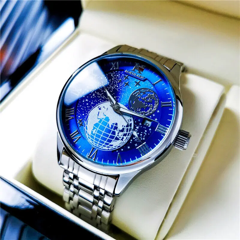 Luxury Brand New Arrival Starry Men's Automatic Mechanical Self Wind Watch Butterfly Clasp Trendy Men's Watch