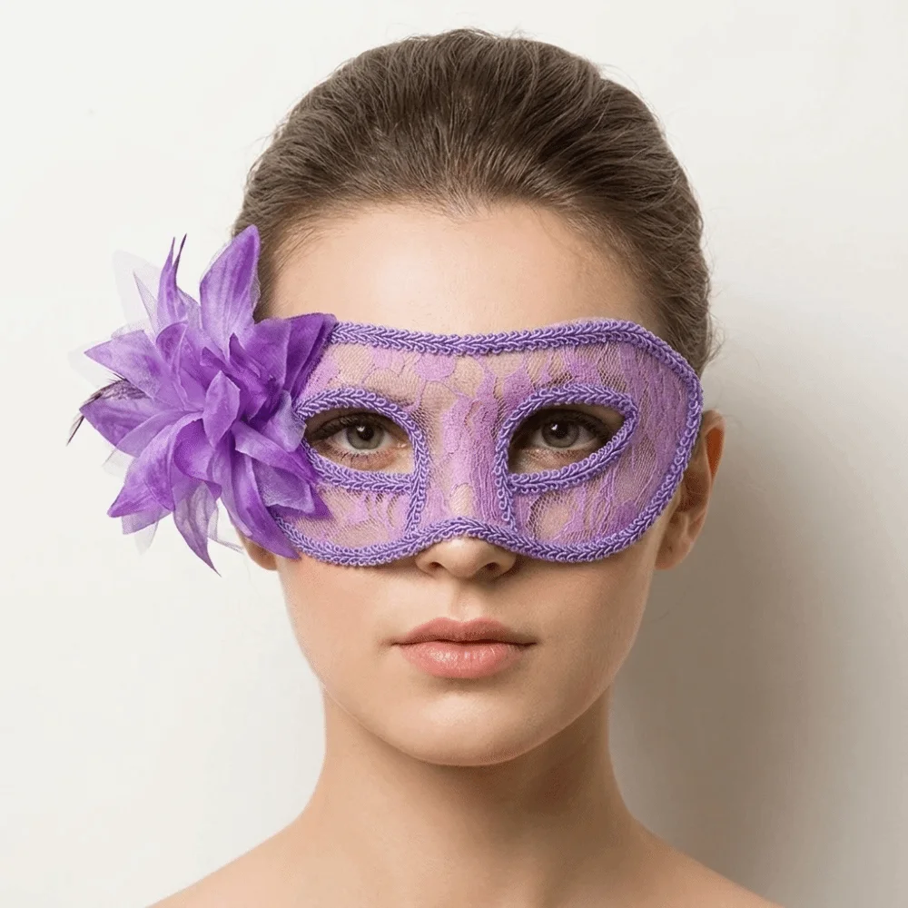 Flower Half-Face Mask Seductive Style Cosplay Masquerade Ball Mask Fancy Prom Multicolor Halloween Festival Party Mask Ladies
