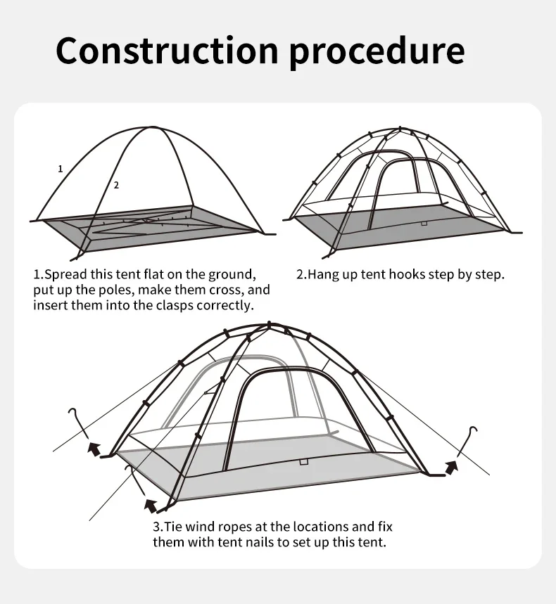 Naturehike 2026 Neues Campingzelt Großer Raum Mückenschutz Strandzelte Ultraleichtes Schnellaufbau 2-Personen Outdoor Wanderzelt – Detail 18