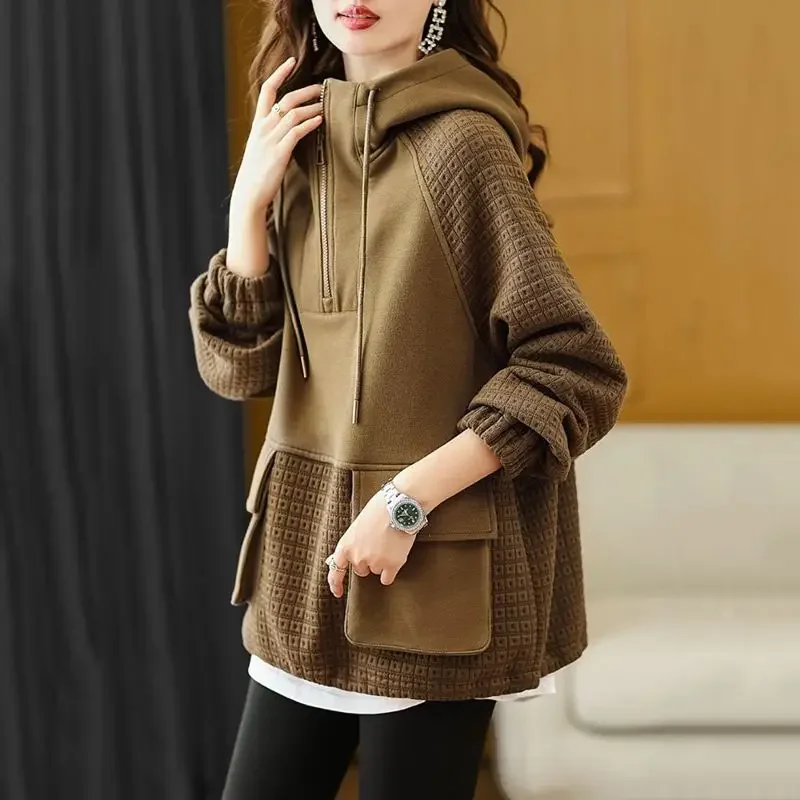 Woman Clothing Loose Hoodies Hooded Baggy Women\'s Sweatshirt Brown Top E Novelty Nice Color Long Sleeve Offer High Quality Emo