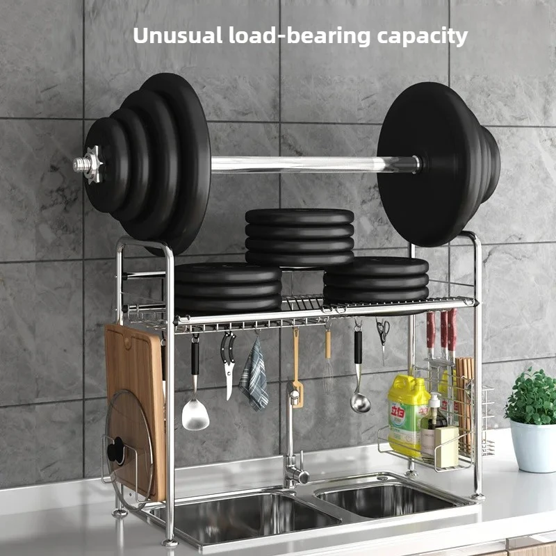 Dish Drying Rack with Hooks Over-Sink Storage for Pots and Cutlery No-Drill Kitchen Organizer with Cutting Board Holder