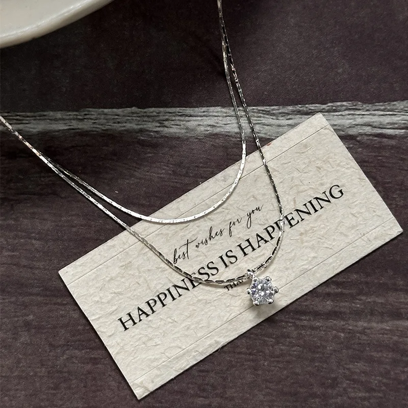 

Персонализированное многослойное ожерелье из стерлингового серебра 925 пробы с бриллиантами, женское ожерелье с милыми бриллиантами и шестью когтями, круглая цепочка на ключицу