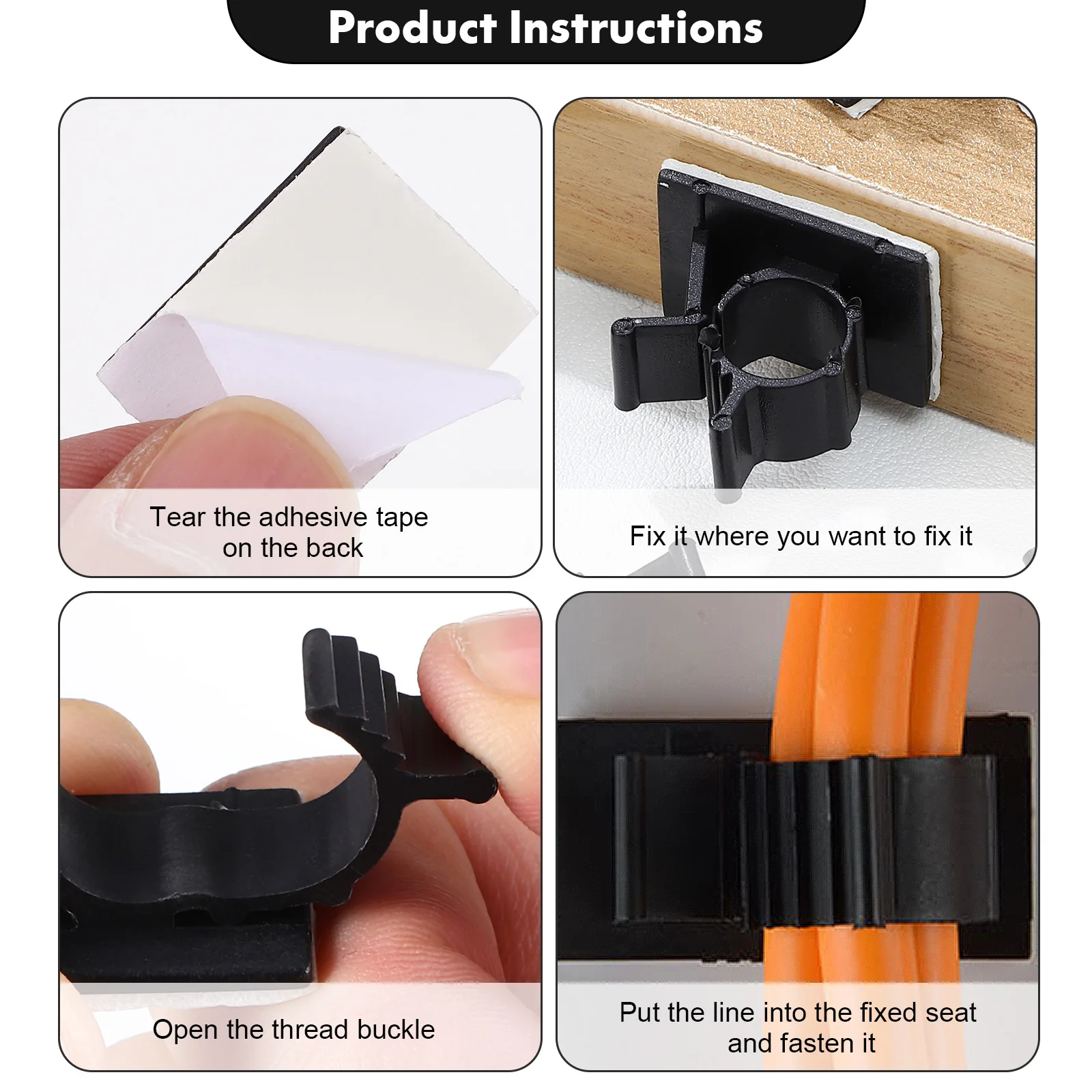 

50 Pcs Cable Clips Plastic Multi Clamps Wiring Fixing Seat Electric Wire Cord Organizer Self Adhesive Clamp Wire Manager Durable