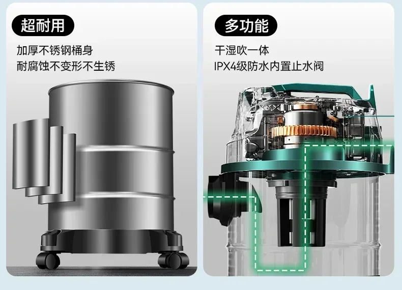 مكنسة منزلية بشفط كبير - دلو صناعي، مثالي للتنظيف الأولي، استخدام الجمال والفجوة، أداء قوي
