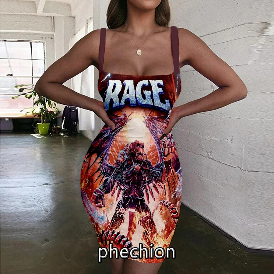 

phechion Rage Band 3D Print Dress Women Halter Sleeveless Fashion Ladies Dresses Novel Sexy Womens Clothing G67