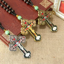 HTISOK Catholic Cross Jesus Necklace Holy Grail Holy Box Rosary Gold-plated Liturgical Supplies Holy Communion Cup Mass Supplies