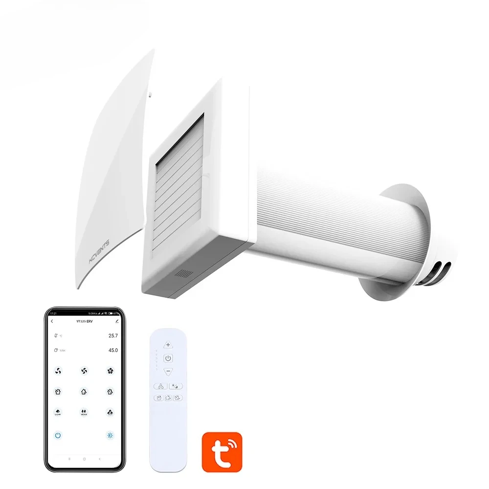 VT125 Heat Recovery Ventilator Room Ventilation Fresh Air Fan With Ceramic Hepa Filter Ventilation System Exhaust Fan