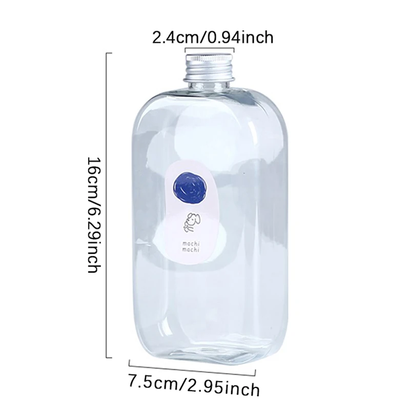 400ml Flat Square Bottle Drink Bottle With Lids Caps Juice Cup Milk Tea Juice Cold Drink Bottle Portable Drinking Cup