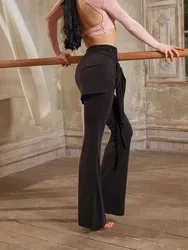 ZYM Latin Dance Pants  Women Warp Waist Elegant Dancing Yoga Flare Trousers Safety Island Wrap Pants #24069