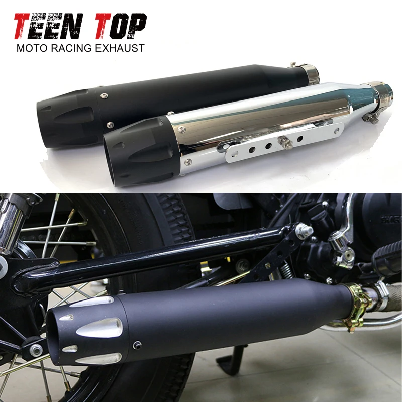 38mm-45mm Steel Universal Motorcycle Exhaust System For Harley Vintage Muffler GG125 Exhaust Escape Cafer Racing Silencer