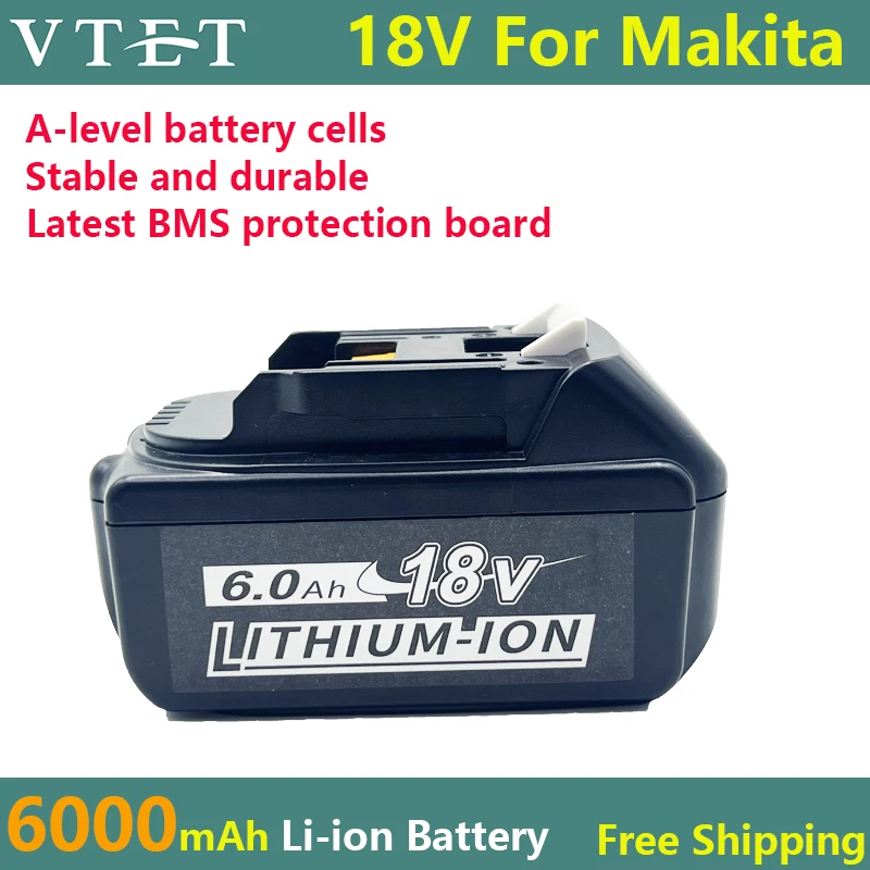 2024 New for 18V 6000mAh Original Rechargeable Power Tools Battery with LED Li-ion Replacement LXT BL1860B BL1860 BL1850 DIY