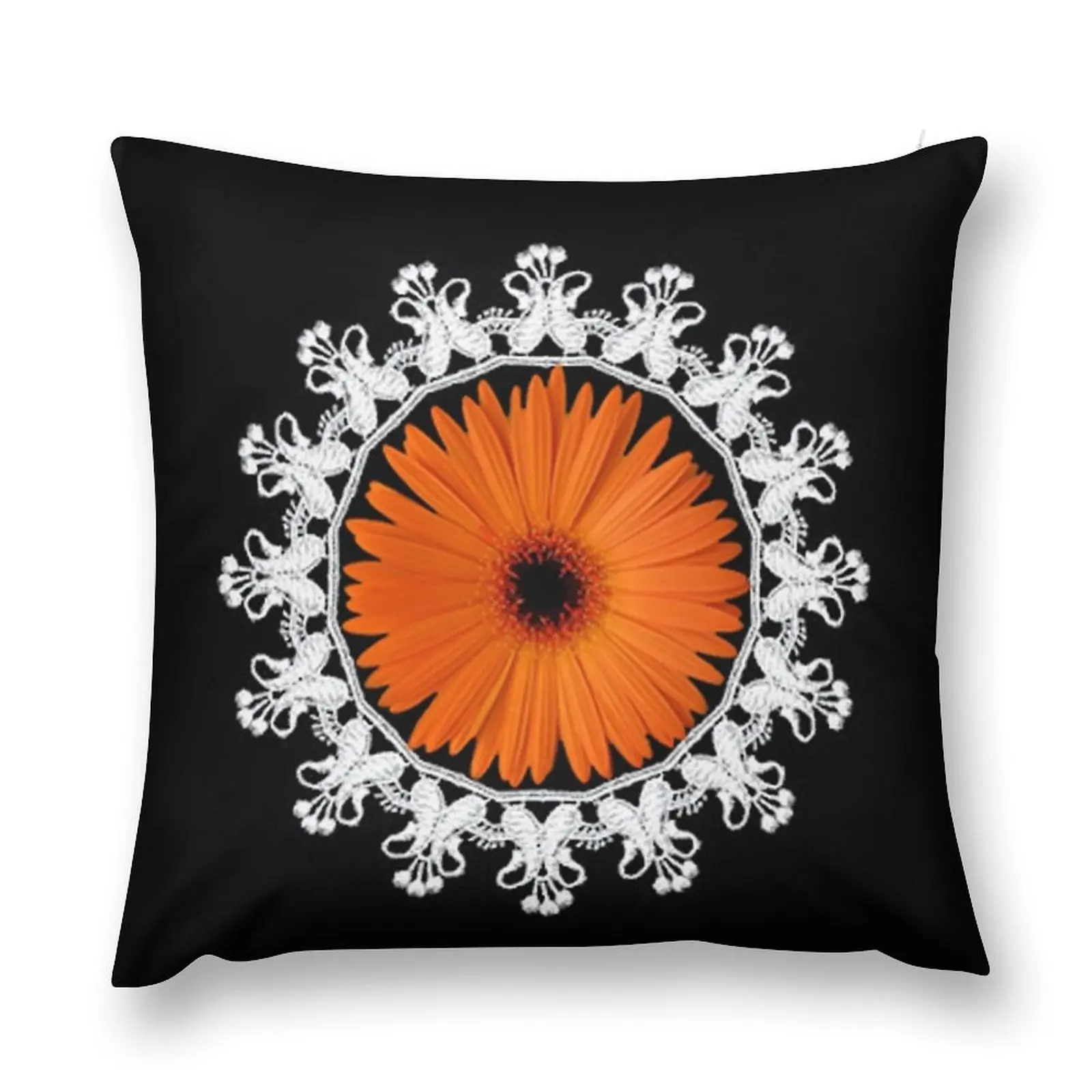 LACE GERBERA FLOWER... PICTURE,PILLOW,TOTE BAG,ECT.. Throw Pillow Pillow Decor Decorative Cushion Cover Christmas Pillows pillow