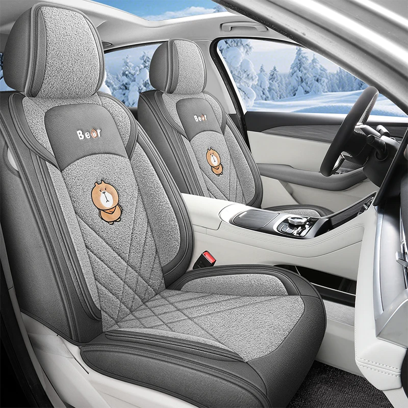 

5-местные чехлы на автомобильные сиденья Fun Bear из высококачественной мягкой ткани, теплые и удобные, дышащие и прочные.