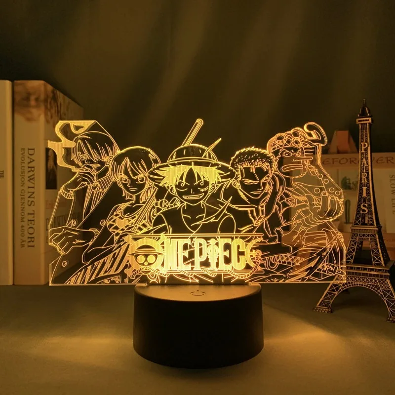 One Piece 3D Night Light USB Charging Touch & Remote Control Bedside Lamp Decorative Table Light for Bedroom Home Gift