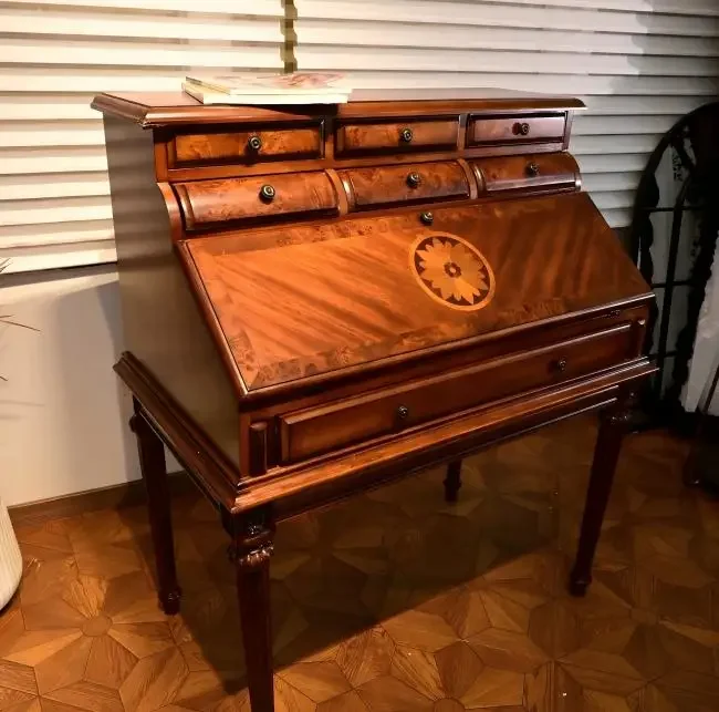 Solid wood dresser and desk expandable dresser, American antique makeup dresser, master bedroom drawer storage