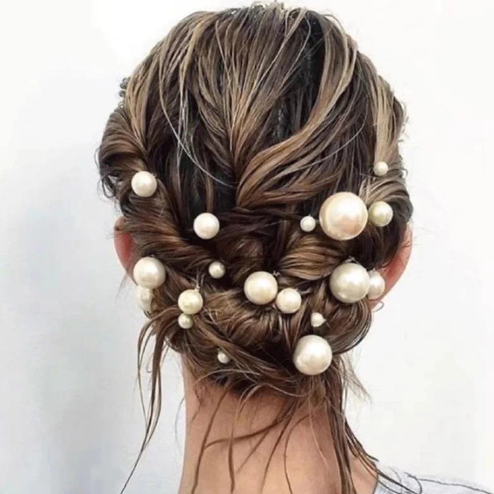 Pearl Crystal Hair Pins Comb Set Bridal Wedding Hair Accessories Handmade U-shaped Hairpins air Comb for Bridesmaids,Prom view 3