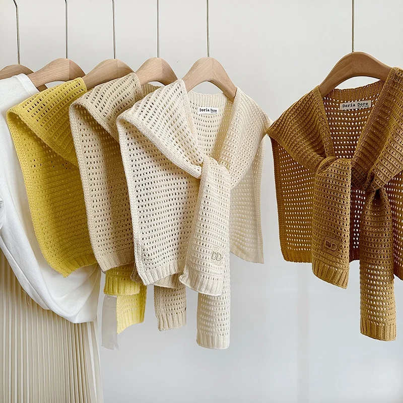 

Korean Sle Knitted awl Hollow out Design Summer Fake Collar Autumn Spring Women's Outerwear oulder Wrap Warmth Providing