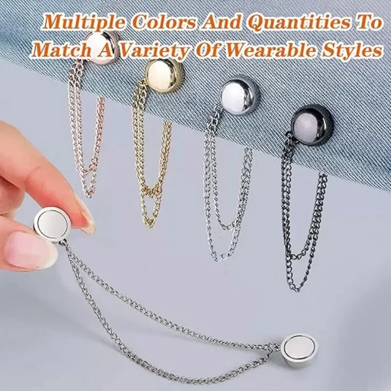 Pants Hem Fixed Magnetic Clip Trousers Clothing Clip with Chain Cuff Magnet Pin Buckle Strong Magnetism Garment Button Clamp
