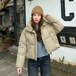 2024 New Korean Style Down Cotton Coat for Women, Loose Stand-up Collar, Short Cotton Coat, Cotton Jacket, Thickened Bread Coat