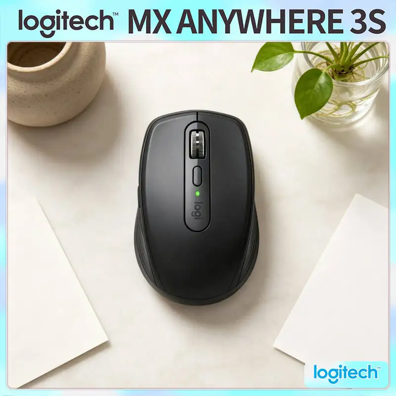 Ergonomic MX Anywhere 3S - 8K DPI, Hyper-Scroll, Anti-Slip, Ideal for Pet Online Course & E-learning Desk Work
