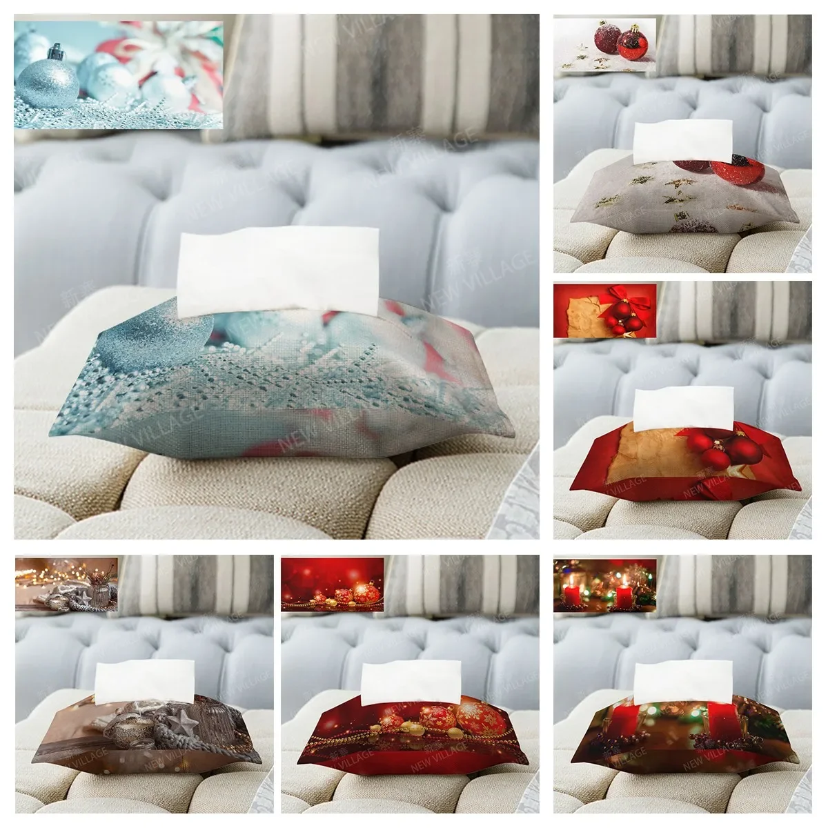 Home tissue box christmas canvas Napkin bags Wet organizers for room tissue case car tissue bags Tissue cover dispenser