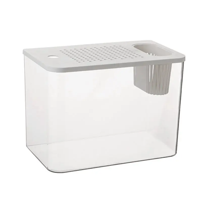 

A34R Fish Tank Home Aquarium Drop New Transparent With Lid Hydroponic Tank Turtle Tank