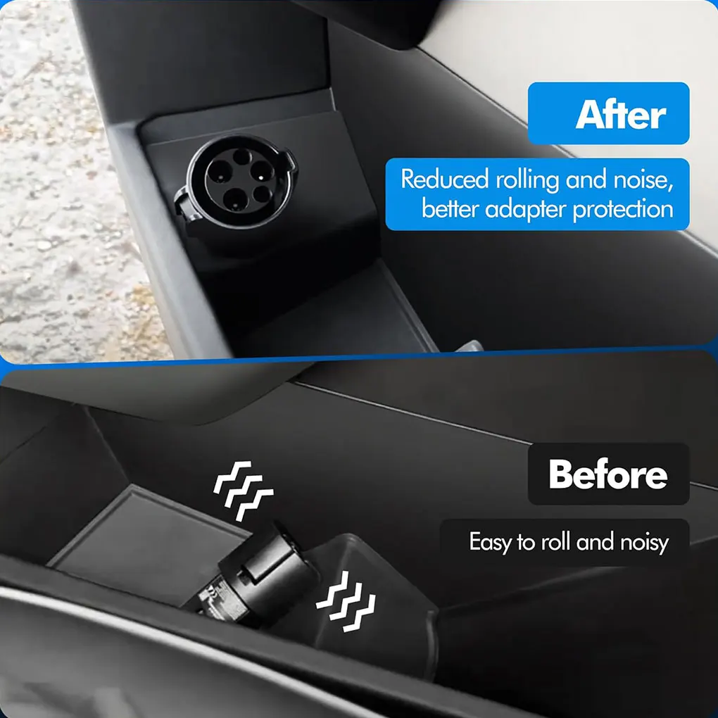 Charging Adapter Storage Box Cable Hanger Door Dock Socket for 2024 Tesla Cybertruck PP TPE Car Accessorie Adaptor Not Included