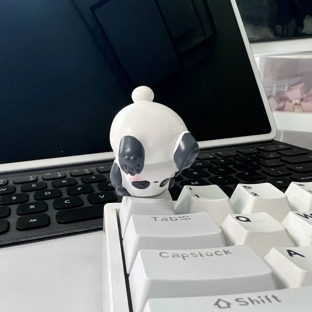 Cute Resin Keycap Handmade Custom Panda HuaHua Artisan Key Caps 1U Cross Axis Chinese Panda  Keycap for Mechanical Keyboard Gift
