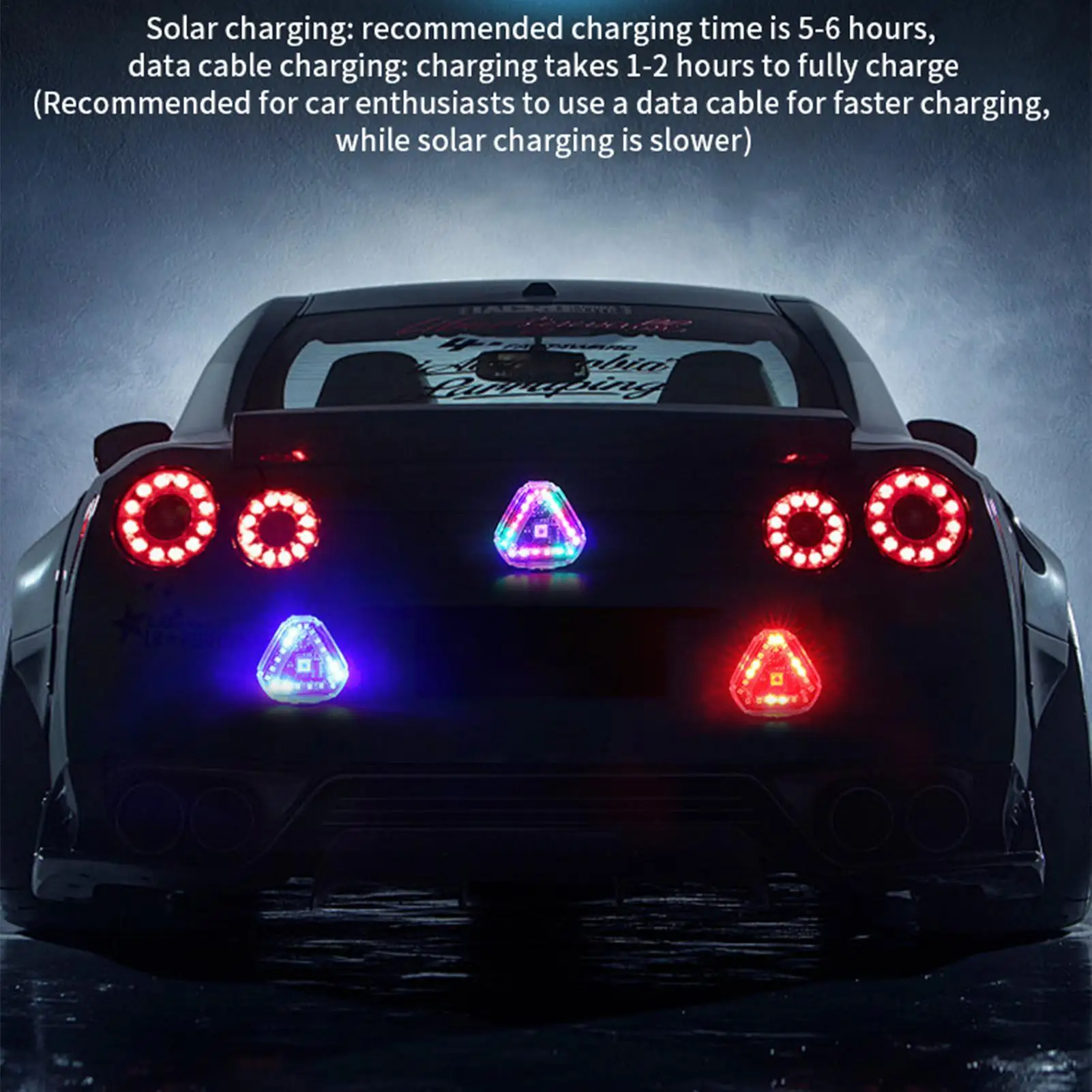 Car Strobe Light Warning Flash Strobe Light Wireless Solar Charging Triangular Shape Lamp for Drone Motorcycle Aircraft Vehicle