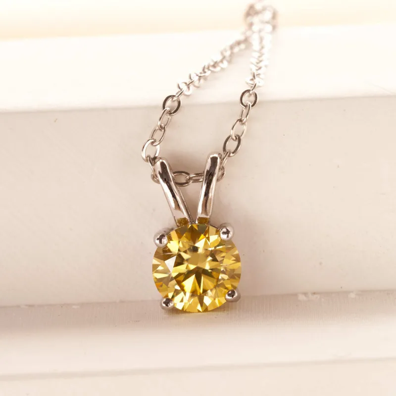 

JellyStory ожерелье с муассанитом 1 карат для женщин, свадебные изысканные украшения с GRA Certi, серебро 925 пробы, ожерелье из белого золота, подарок