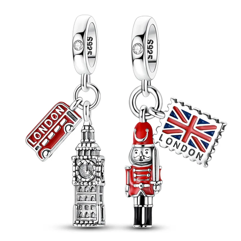 925 Sterling Silver Charms British Big Ben Soldier Stamp Bead Pendant Fit Original Bracelet Women DIY Jewelry Gift